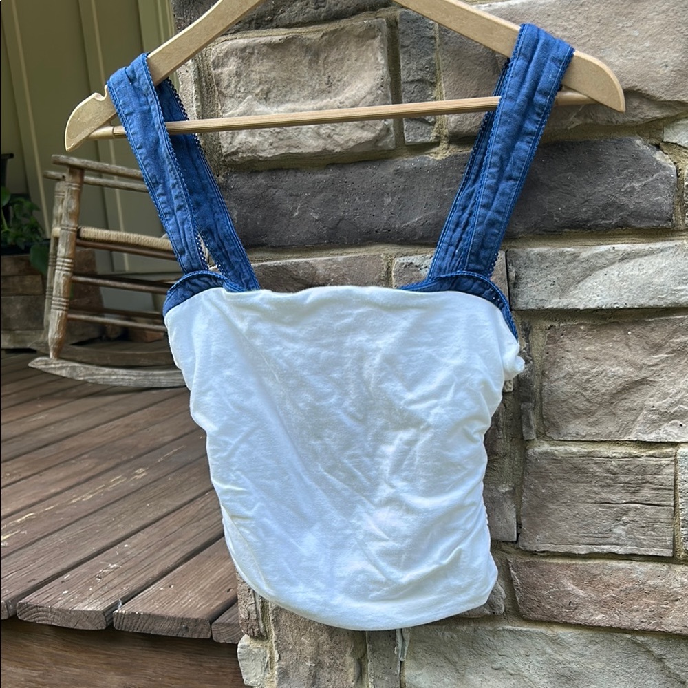 Free People Blue and White Crop Top